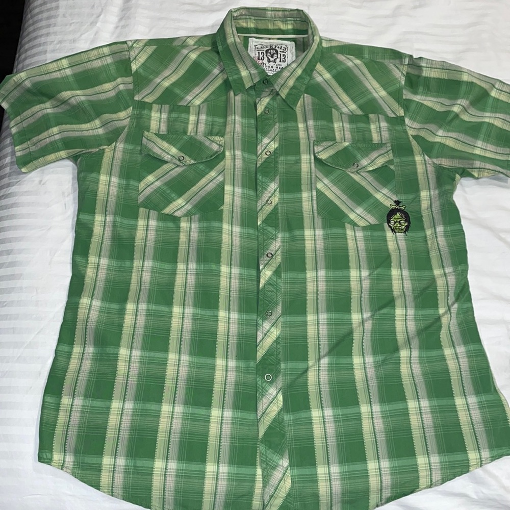 Lucky 13 Rockabilly Men’s Snap Down Shirt Size XL